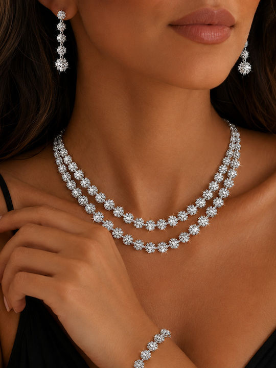 Set with Necklace & Earrings with Stones