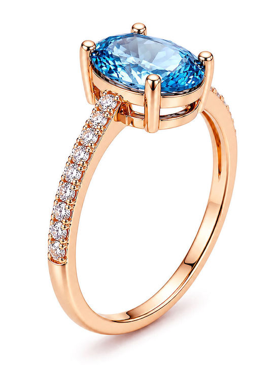 Verita Women's Ring with Zircon Made of Gold Plated Silver
