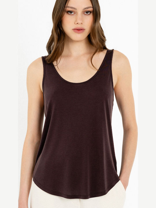 Damen Bluse Ärmellose Braune