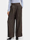 Women's Fabric Flared Trousers Brown