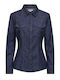 Long Sleeve Women's Denim Shirt Blue