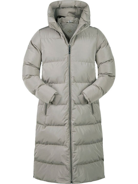 Extra Long Women's Puffer Jacket for Winter Grey-Beige