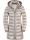 Long Women's Puffer Jacket for Winter Champagne Grey