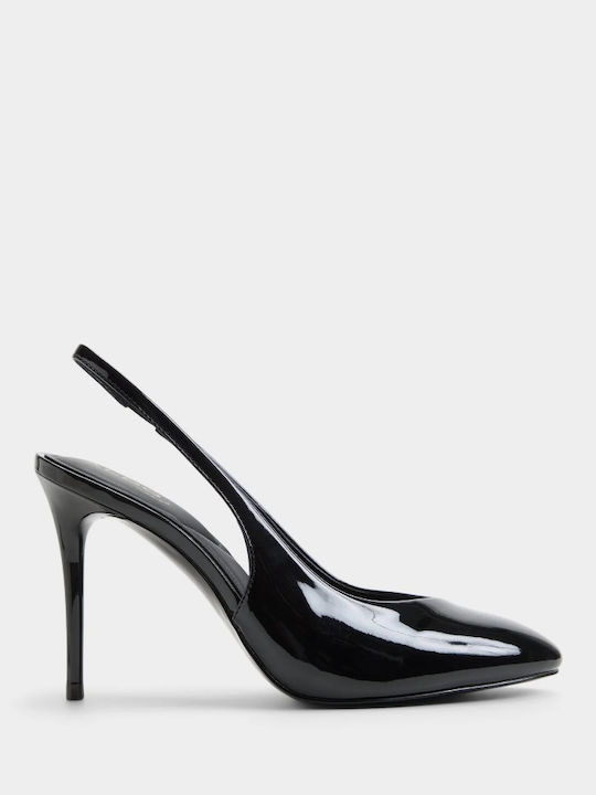 Patent Leather Heels with Strap Black