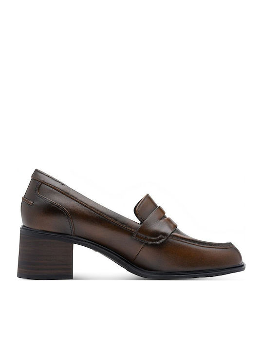 Tamaris Leder Loafer Pumps mit Mittelhohem Brau...