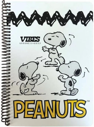 Peanuts Snoopy and Woodstock Σπιράλ Τετράδιο Ριγέ Β5 70 Φύλλων 2 Θεμάτων