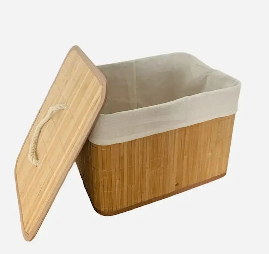 Bambus-Aufbewahrungskorb mit Deckel Beige 35x25x25cm
