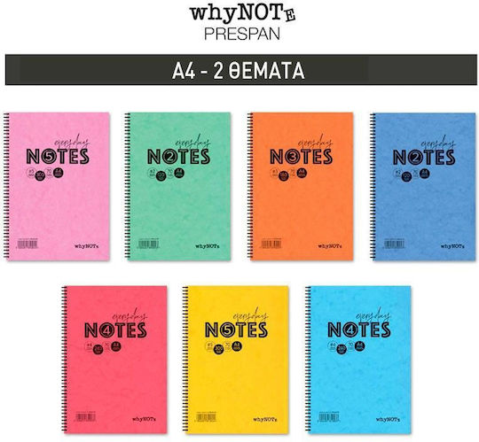 WhyNote Spirale Schulheft Geregelt A4 60 Papiereinlagen 2 Schulfachhefte (Verschiedene Designs)