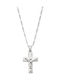 Senza Women's Cross with Crucified in Silver with Chain