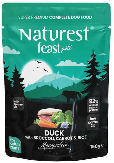 Naturest Nasses Hundefutter mit Ente, Brokkoli, Karotte, Reis, Fleisch und Gemüse 150g