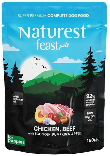 Naturest Wet Dog Food for Puppies with Chicken, Beef, Calf, Meat, Pumpkin and Vegetables 150gr