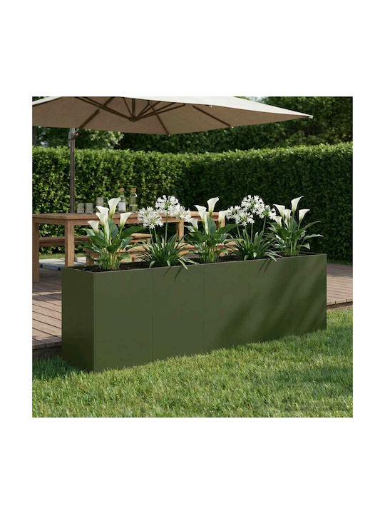 vidaXL Metallic Flower Pot Olive Green 200x40x60cm