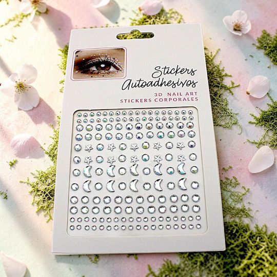 Body Nail Stickers 3D Silver Rhinestones Collection 170 156 Pieces 14omo2