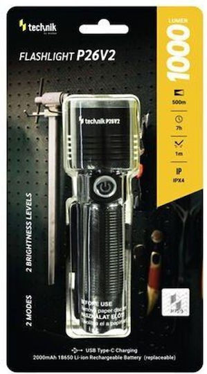 Technik Wiederaufladbarer LED Taschenlampe IPX4 mit Maximaler Helligkeit 1000lm P26v2 10 Stück