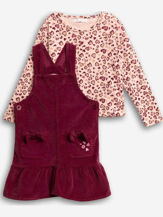 Mädchenkleid Langärmelig Set aus 2 mit Burgundisch Mädchenkleider