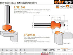 Cmt Cmt Rounding Cutter Hard Materials Hm R=8 D=25.4 I=22.2 B=15.87 S=12 Bearing Cmt Cmt Rounding Cutter Hard Materials Hm R=8 D=25.4 I=22.2 B=15.87 S=12 Bearing