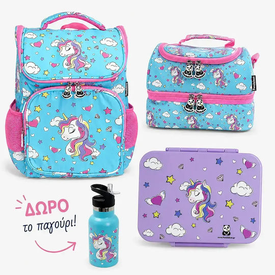 Pandaboo School Insulated Handheld Lunch Bag 0.85 Litre Unicorns Set With 350ml Thermos