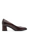 Leder Pumps mit Mittelhohem Absatz Lila