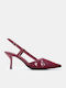 Spitze Zehe Pumps mit Mittlerem Absatz in Burgundisch