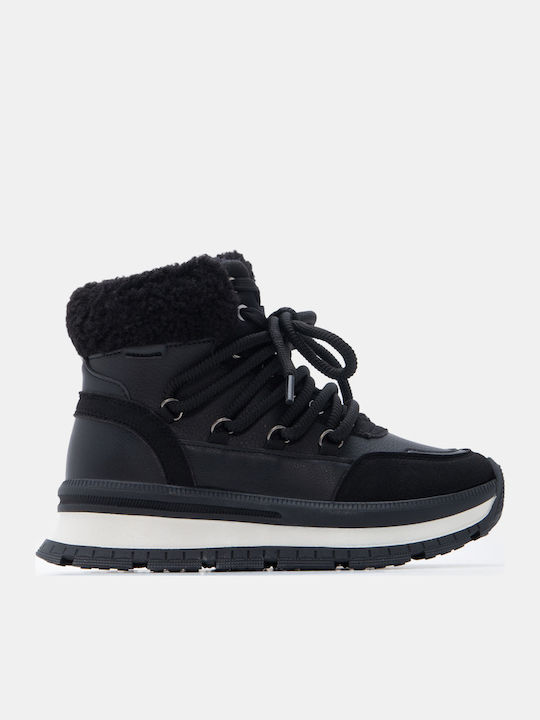 Damen Flatforms Stiefel Schwarze