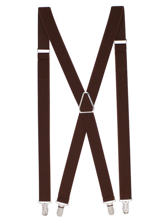 Unisex Adult Suspenders Buticcochet Made Elastic Synthetic Material 25 Mm Brown Br514