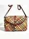 Leder Damen Schultertasche Croco Mehrfarbige