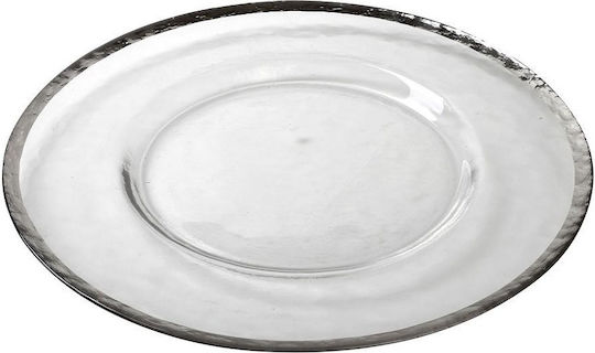 Espiel Modern Πιάτο Ρηχό Γυάλινο Ασημί με Διάμετρο 33cm