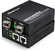 Qoltec Двунаправлен Етернет Медиен Конвертор Суич 2x RJ45 2x SFP 1000 Mb/s 5 V