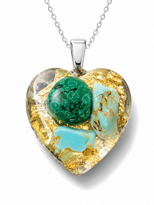 Elle Necklace With Heart Design Made Of Turquoise Resin