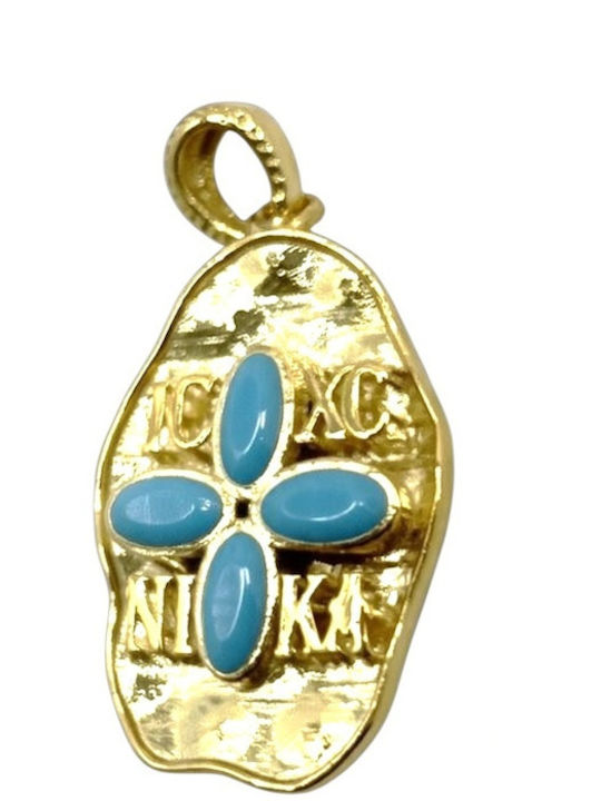 Kontopoulos Pendant Kids Charm Double Sided Constantine Coin Gold 9K P6553