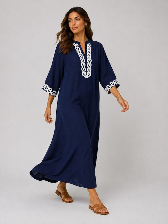 Forel Summer Midi Shirt Dress Knitted Navy