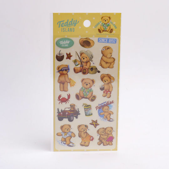 Teddy Island Series – Metallic Yellow And Pink Stickers