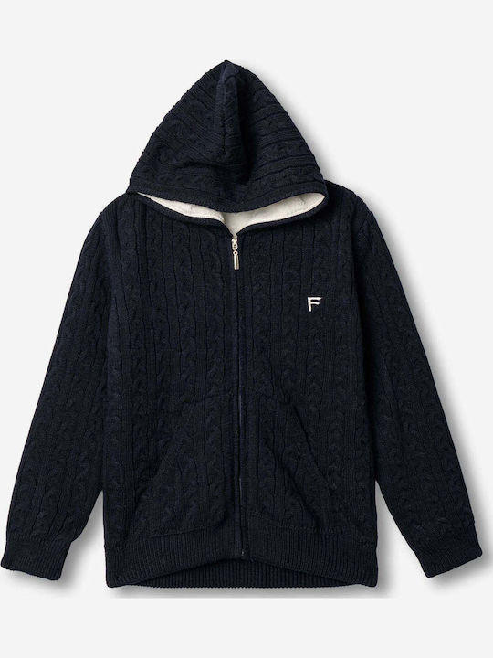 Kids Sweatshirt Cardigan With Hood Blue