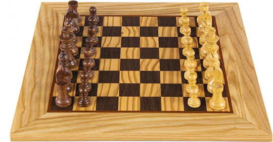 Manopoulos Șah Lucrat Manual din Lemn de Măslin Staunton 50x50cm