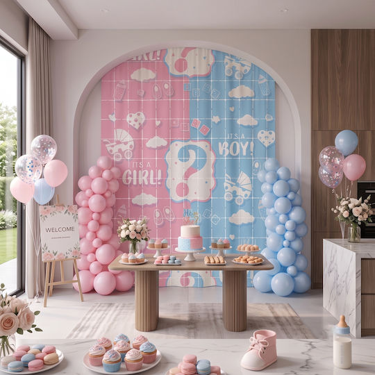Perdea Gender Reveal Dezvăluire Sex Băiat Fată 2m x 1m
