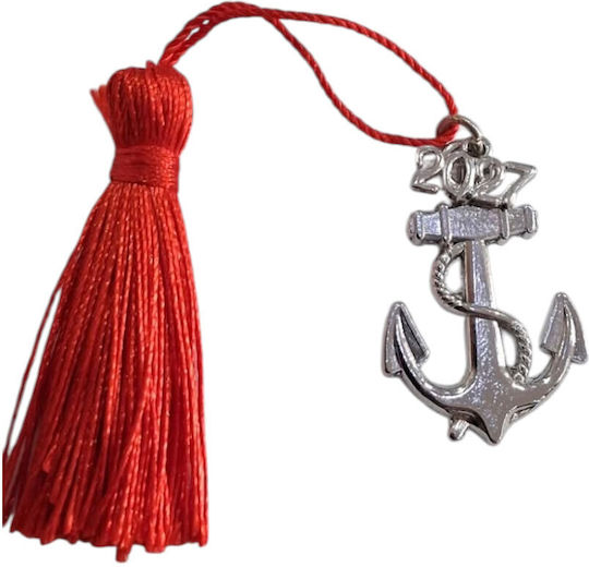 Handmade New Year's Lucky Charm 2027 Silver Anchor Tassel 2.5x4cm 2027-gf3009