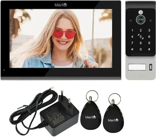 Interfon Video Inteligent 1 Familie Mentor Svk4104b 4 Fire WiFi Card Pin Tuya 10 Inch Ips Dvr Fhd 2mp Ik08 Negru