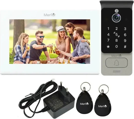 Interfon Video Smart Wi-Fi Cu 2 Fire Mentor Svk271w 7 Inch Ips 2mp Fhd Card Pin Tuya Ip65 Alb