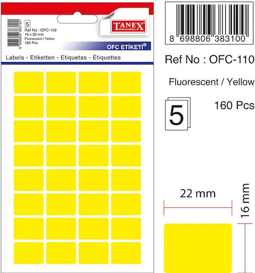 Selbstklebende Etiketten 16 X 22 Mm 160 Stück Set Tanex Fluoreszierendes Gelb