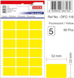 Role Autoadezive 22 X 32 Mm Set 90 Bucăți Galben Fluorescent Tanex