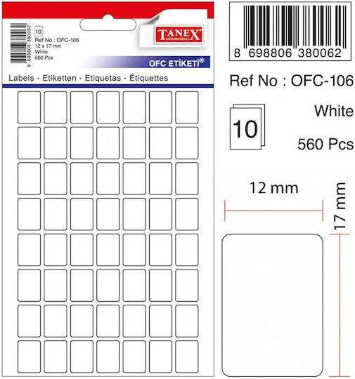 Etichete Adezive Mici 12 X 17 Mm 560 Buc Set Alb