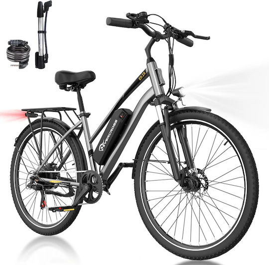 Evercross EK28S 28" Ασημί Ηλεκτρικό Ποδήλατο Πόλης