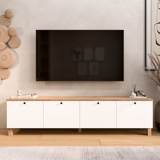 TV Stand Edda White/Natural W180xD34.1xH45.6cm