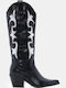 Suede Women's Boots Cowboy with Mid Heel Black