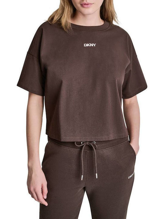 DKNY Logo Logo Damen T-Shirt Espresso