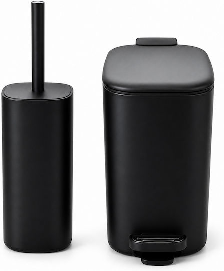 MRShome Metallisches Badezimmer Mülleimer und Korb Set 6lt Schwarz MRShome Metallisches Badezimmer Mülleimer und Korb Set 6lt Schwarz