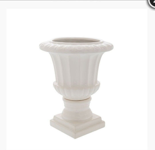 Dekorative Keramik Vase Amphore Weiß 28,5x28,5xH37cm