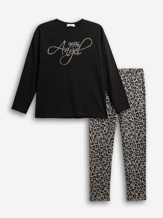 Kinderbekleidungssets mit Leggings Winter 2Stücke Schwarz