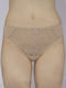 Cotton High Waist Women's Briefs with Lace Beige