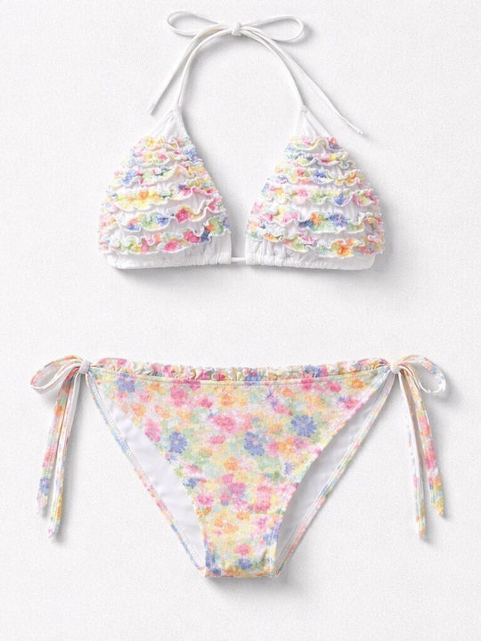 Set Bikini Brazil Floral Λευκό